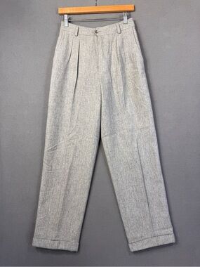 Vintage Liz Claiborne Light Gray Wool Pleated Trousers, Union Made, Made in USA